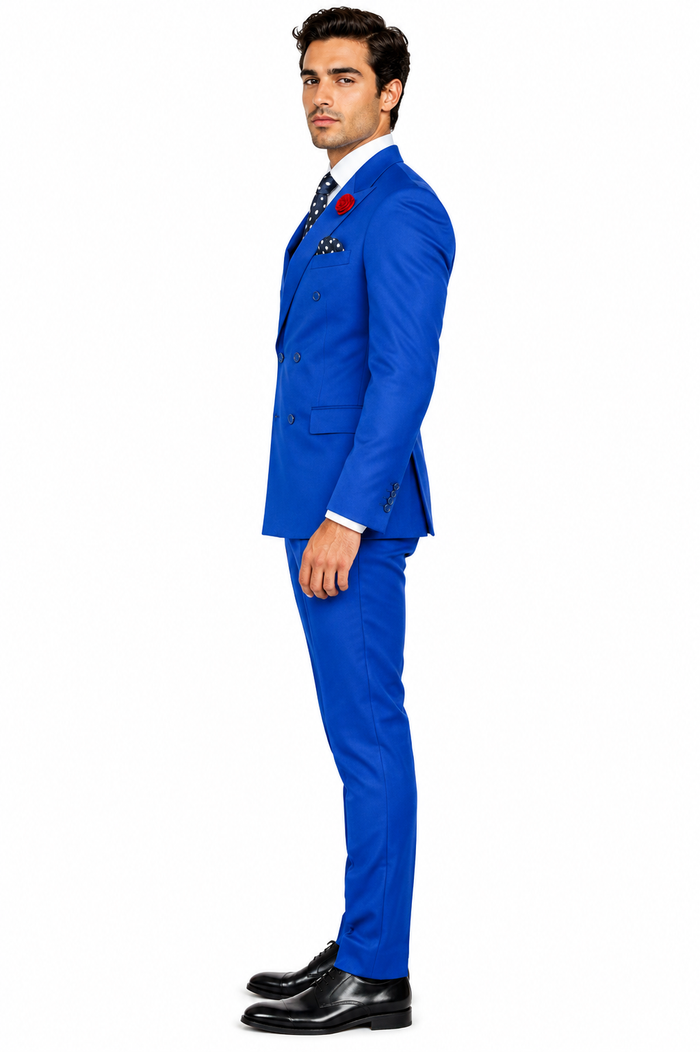Men's Royal Blue Double Breasted Suits Dress Suits for Men Jacket & Pants