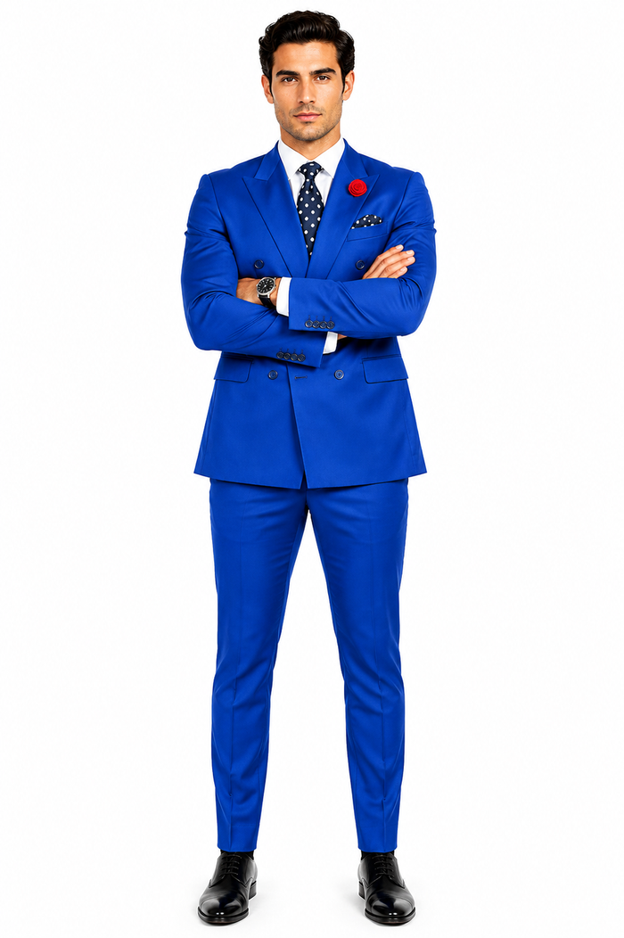 Men's Royal Blue Double Breasted Suits Dress Suits for Men Jacket & Pants