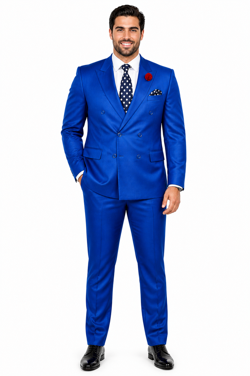 Men's Royal Blue Double Breasted Suits Dress Suits for Men Jacket & Pants