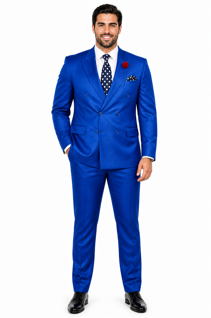 Men's Royal Blue Double Breasted Suits Dress Suits for Men Jacket & Pants