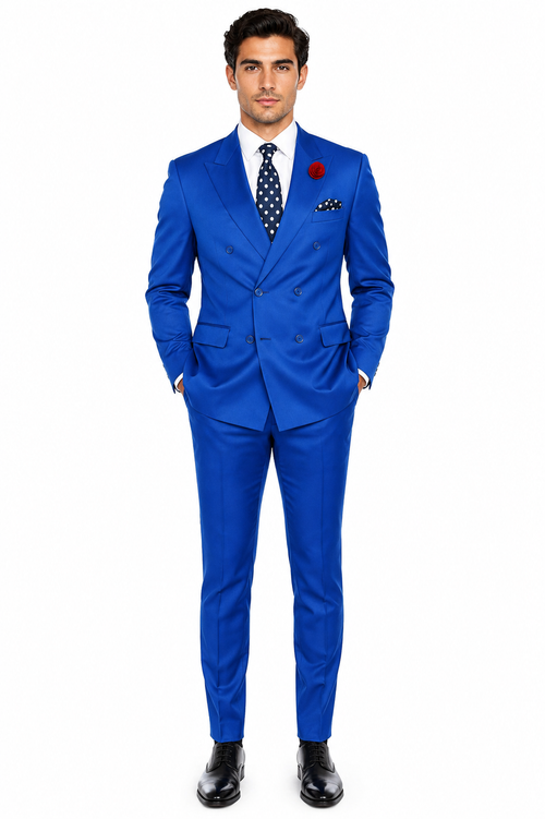 Men's Royal Blue Double Breasted Suits Dress Suits for Men Jacket & Pants