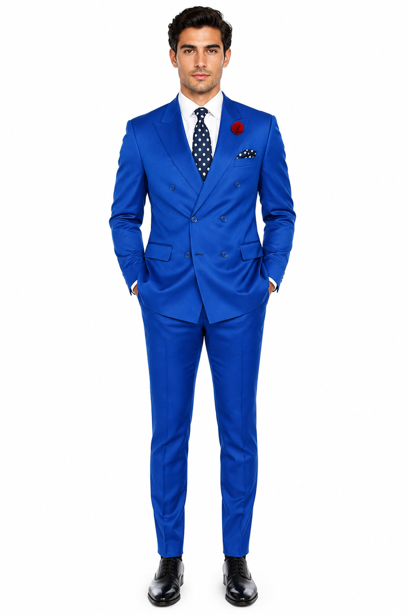 Men's Royal Blue Double Breasted Suits Dress Suits for Men Jacket & Pants