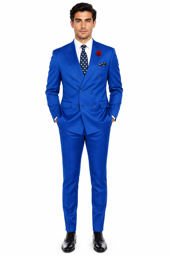 Men's Royal Blue Double Breasted Suits Dress Suits for Men Jacket & Pants
