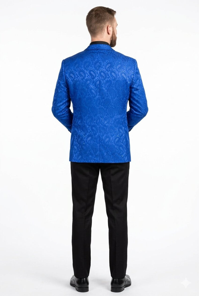 Mens Blazer - Paisley Sport Coat - Royal Prom 2026 Tuxedo Dinner Jacket Blazer
