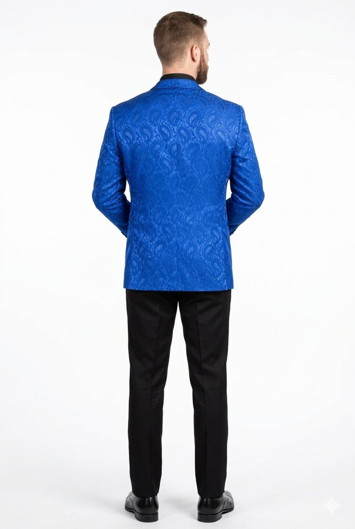 Mens Blazer - Paisley Sport Coat - Royal Prom 2026 Tuxedo Dinner Jacket Blazer