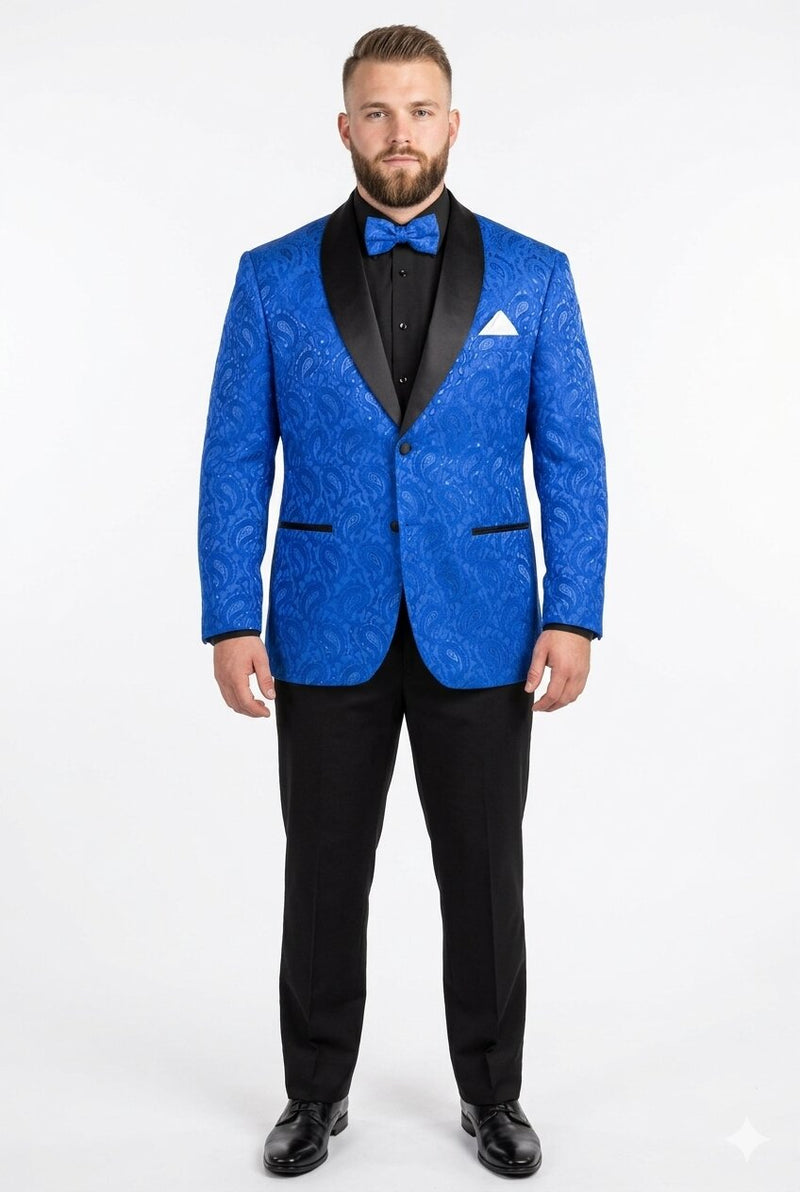 Mens Blazer - Paisley Sport Coat - Royal Prom 2026 Tuxedo Dinner Jacket Blazer