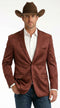 Mens Rust Light Brown Shiny Western Blazer – Cowboy Style Formal Sport Coat Jacket in Copper Color Slim Fitted