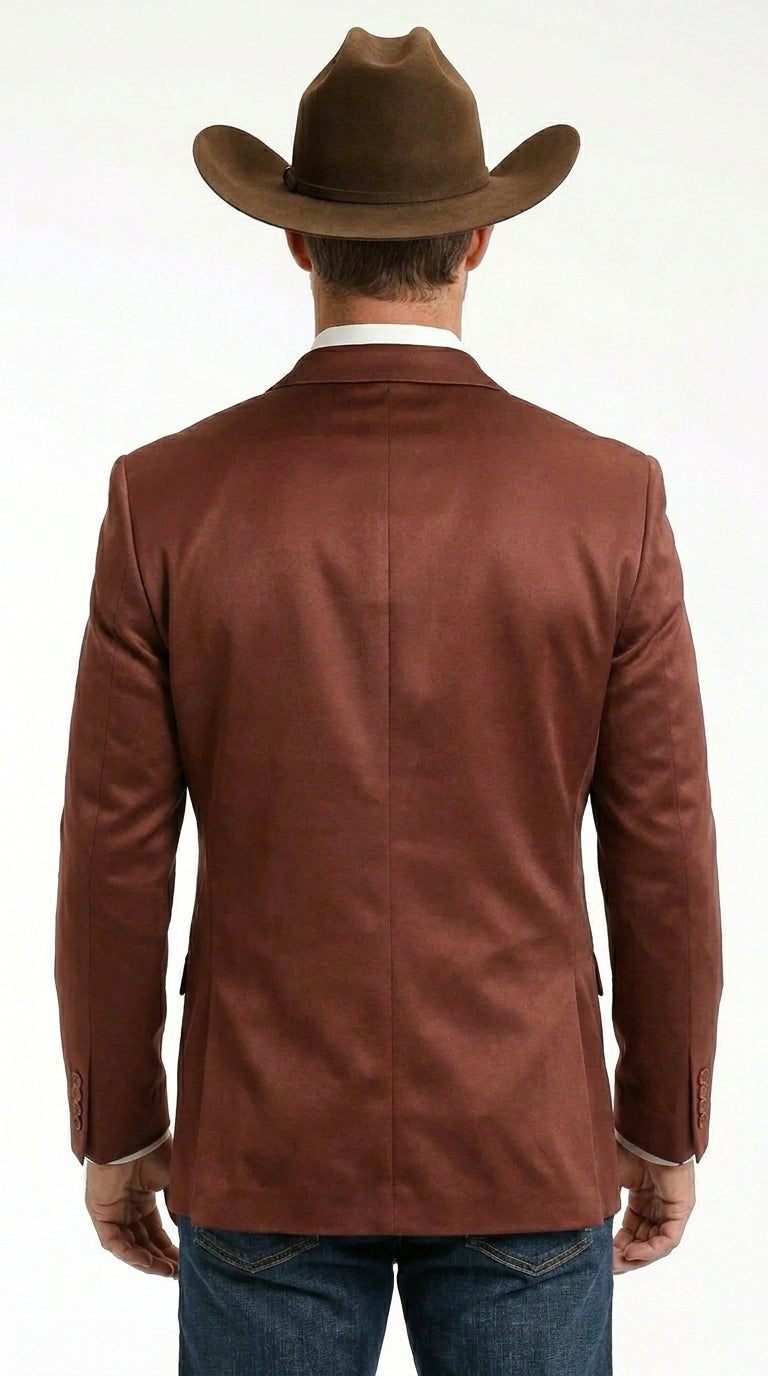 Mens Rust Light Brown Shiny Western Blazer – Cowboy Style Formal Sport Coat Jacket in Copper Color Slim Fitted