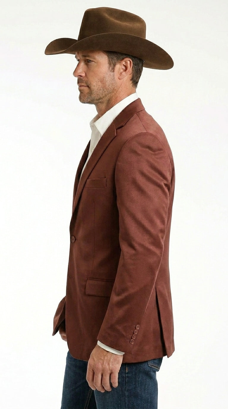 Mens Rust Light Brown Shiny Western Blazer – Cowboy Style Formal Sport Coat Jacket in Copper Color Slim Fitted