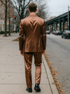 Mens Satin Suit -  Shiny Rust Copper Suit - Prom Suit