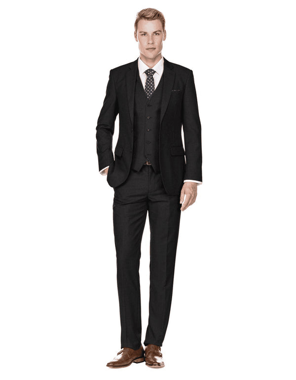 Mens Savvy Slim Vested Funeral Suit Black - AlbertoNardoniStore