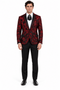 Mens Sequin Christmas Holiday Blazer – Luxury Party Jacket for New Year Jacket Sparkly Dinner Jacket in color "Burgundy Red & Black Floral"