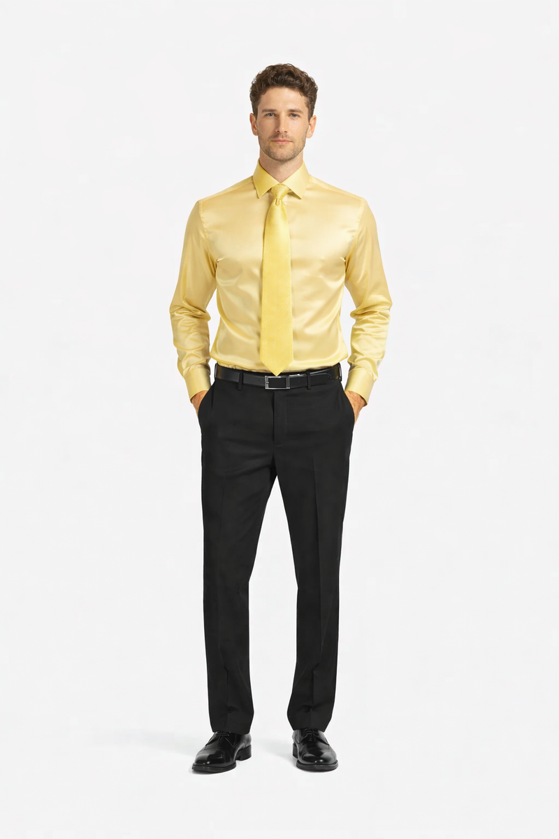 Mens Shiny Satin Dress Shirt