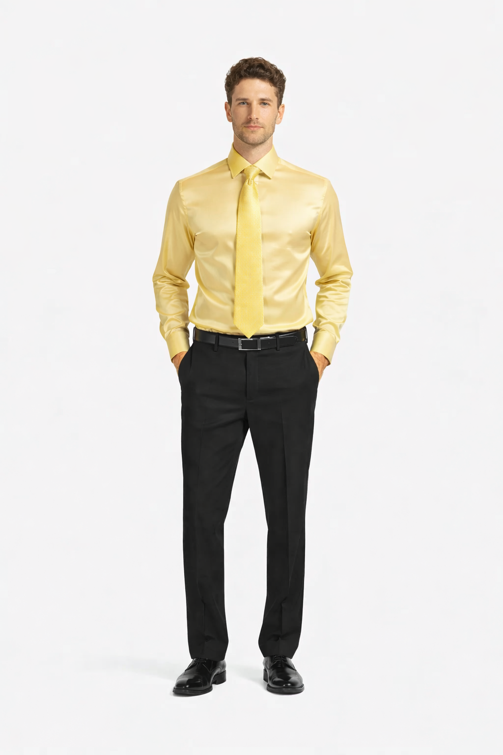 Mens Shiny Satin Dress Shirt