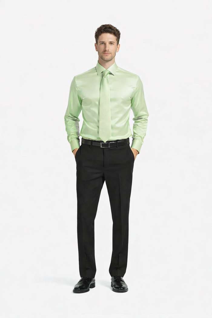 Mens Shiny Satin Dress Shirt