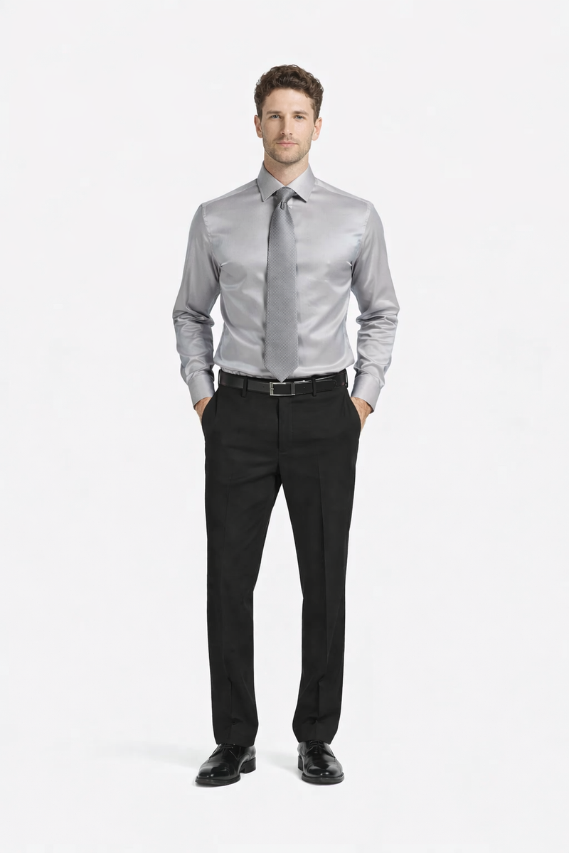 Mens Shiny Satin Dress Shirt