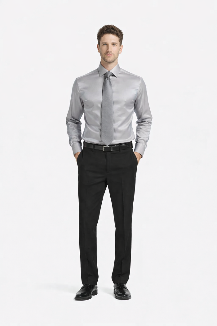 Mens Shiny Satin Dress Shirt