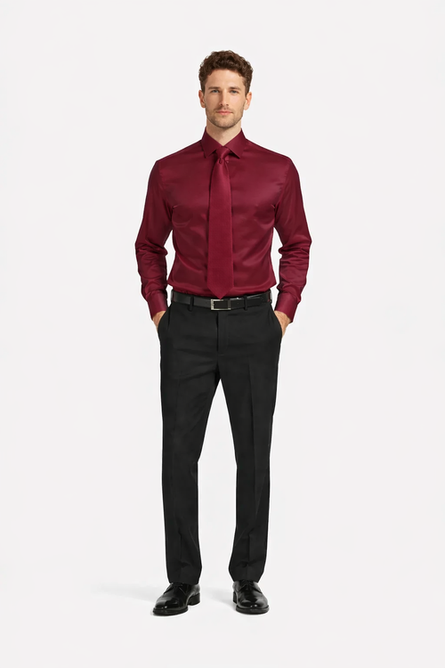 Mens Shiny Satin Dress Shirt