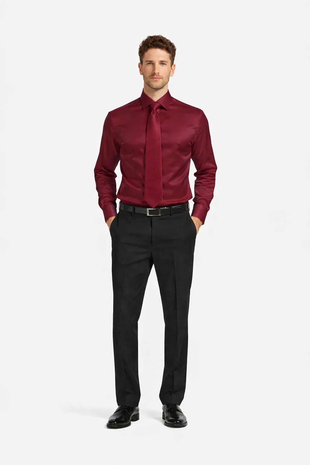 Mens Shiny Satin Dress Shirt