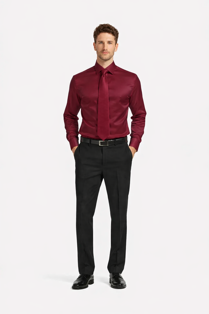 Mens Shiny Satin Dress Shirt