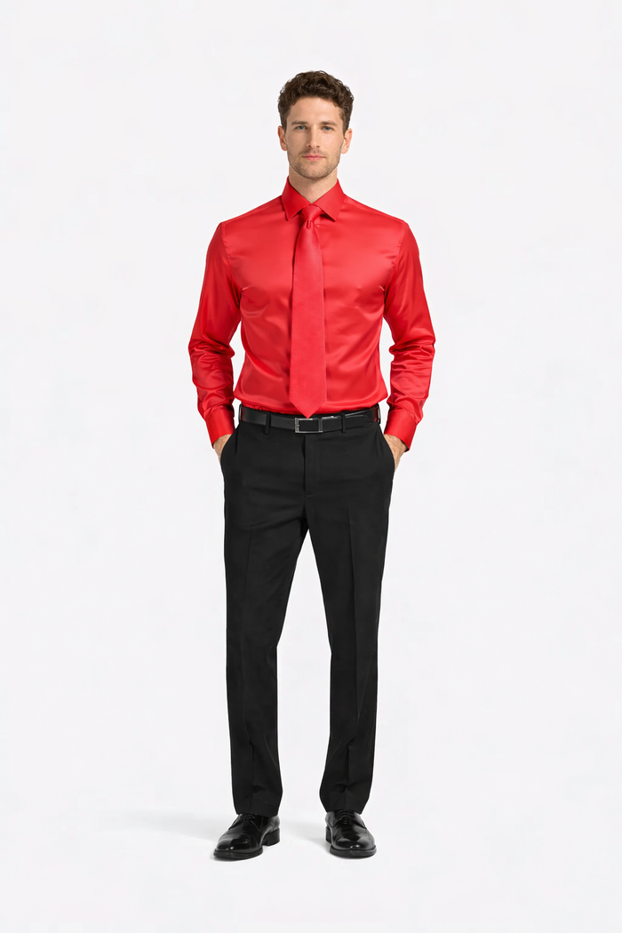 Mens Shiny Satin Dress Shirt