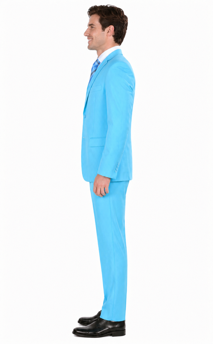 Men's Sky Baby Blue Turquoise 2 Piece affordable suit - RET208-19