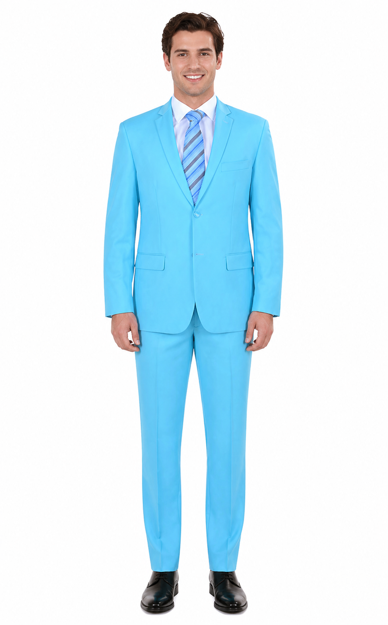 Men's Sky Baby Blue Turquoise 2 Piece affordable suit - RET208-19