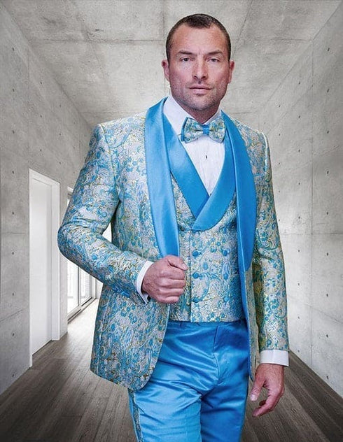 Blue and gold tuxedo jacket hotsell