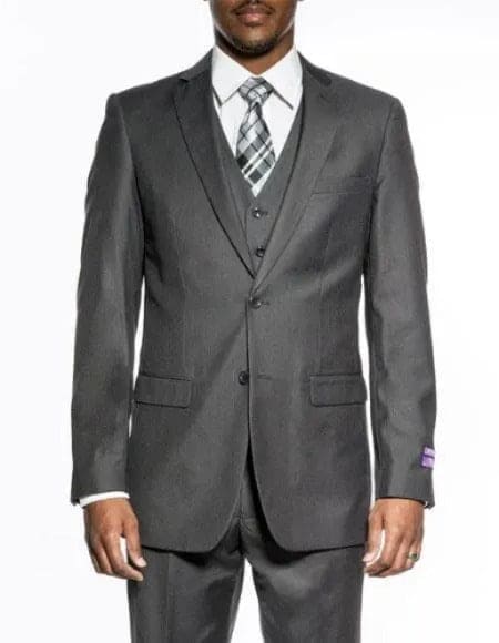 Slim Fit Prom Suits - Wool-SL-H.Charcoal