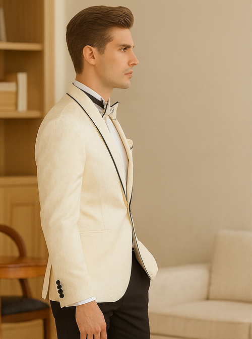 Men's Slim Fit Double Breasted Smoking Prom & Wedding Tuxedo Jacket