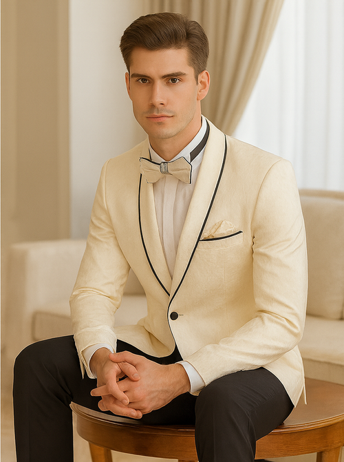 Men's Slim Fit Double Breasted Smoking Prom & Wedding Tuxedo Jacket