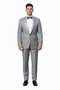 Men's Slim Fit One Button Satin Trim Peak Lapel Prom & Wedding Flat Front Pants Tuxedo In Light Grey