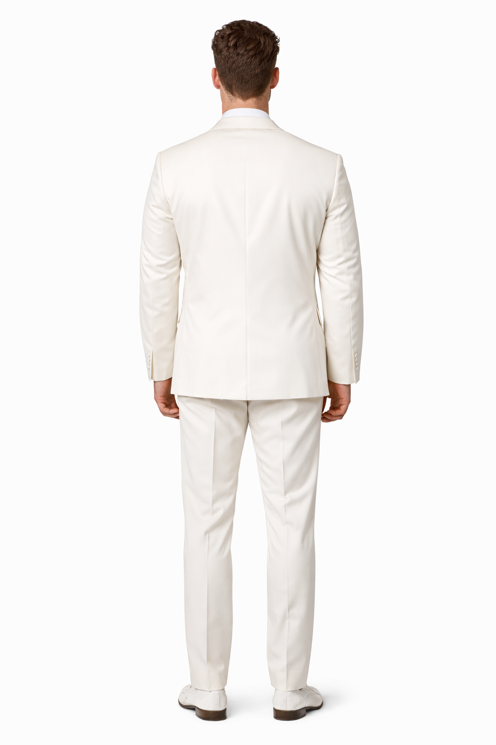 Men's Slim Fit One Button Satin Trim Peak Lapel Prom & Wedding Tuxedo In Ivory