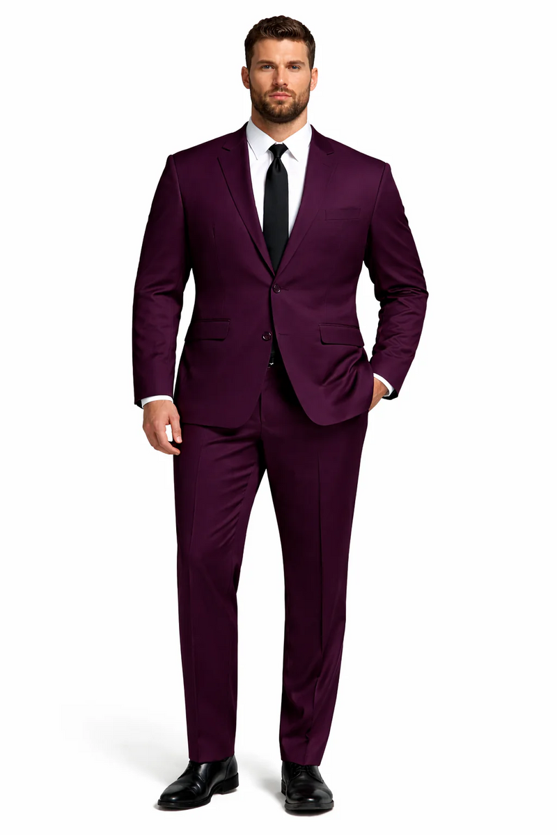 Mens Slim Fit Plum Suit