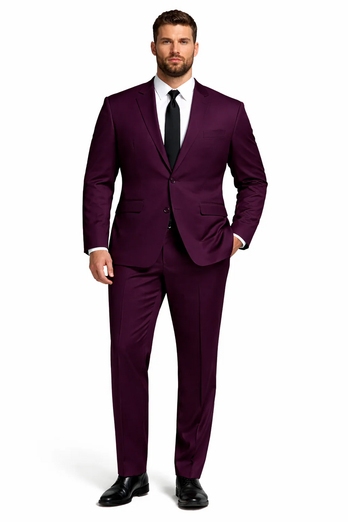 Mens Slim Fit Plum Suit