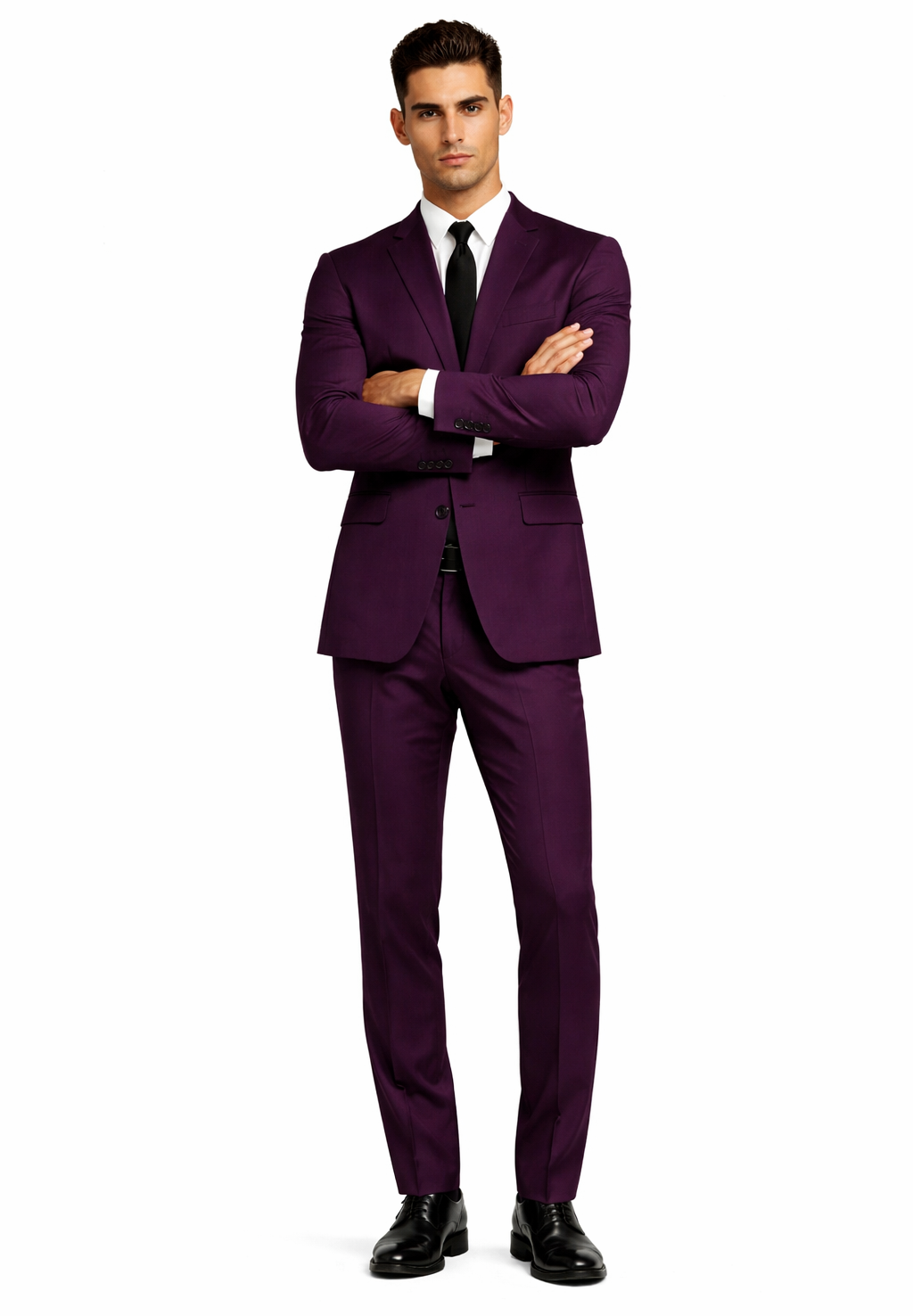 Mens Slim Fit Plum Suit
