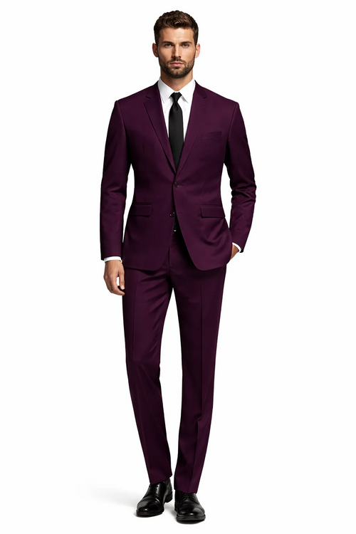 Mens Slim Fit Plum Suit