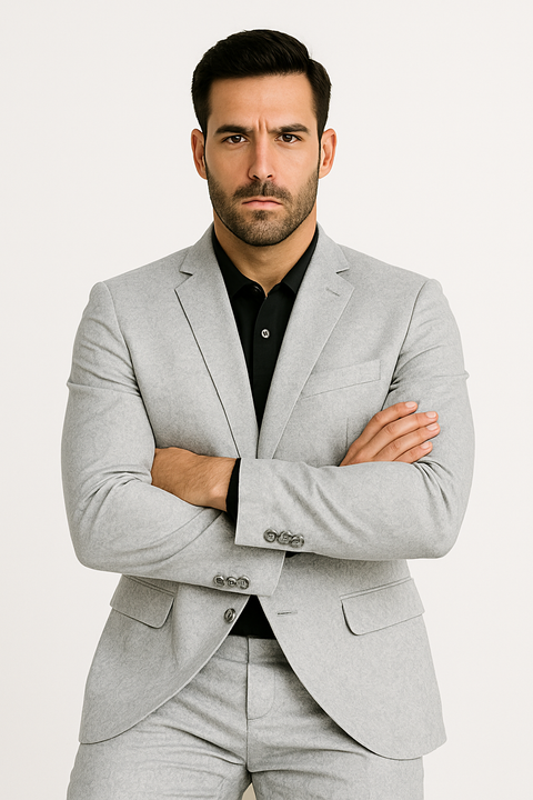 Mens Slim Fit Shiny Paisley Prom & Silver Grey Wedding Suit