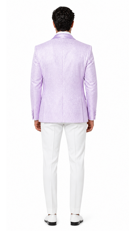 Men's Slim Fit Wedding & Prom Tonal Paisley Tuxedo Lavender Jacket