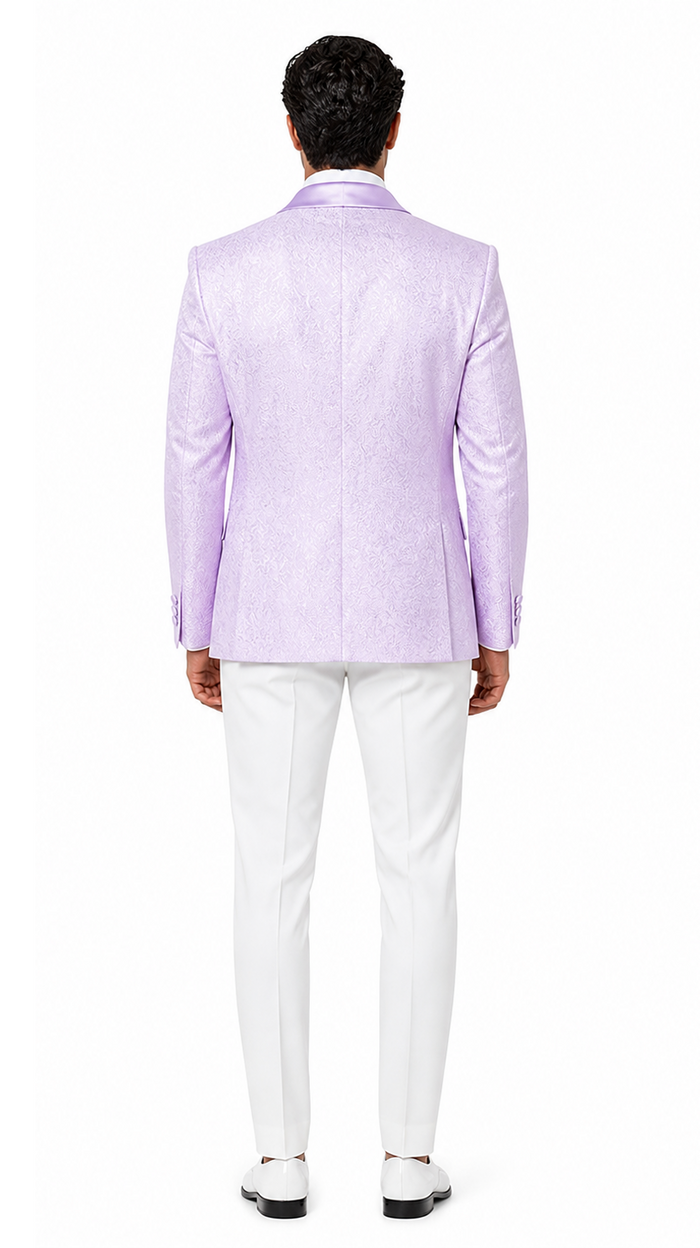 Men's Slim Fit Wedding & Prom Tonal Paisley Tuxedo Lavender Jacket