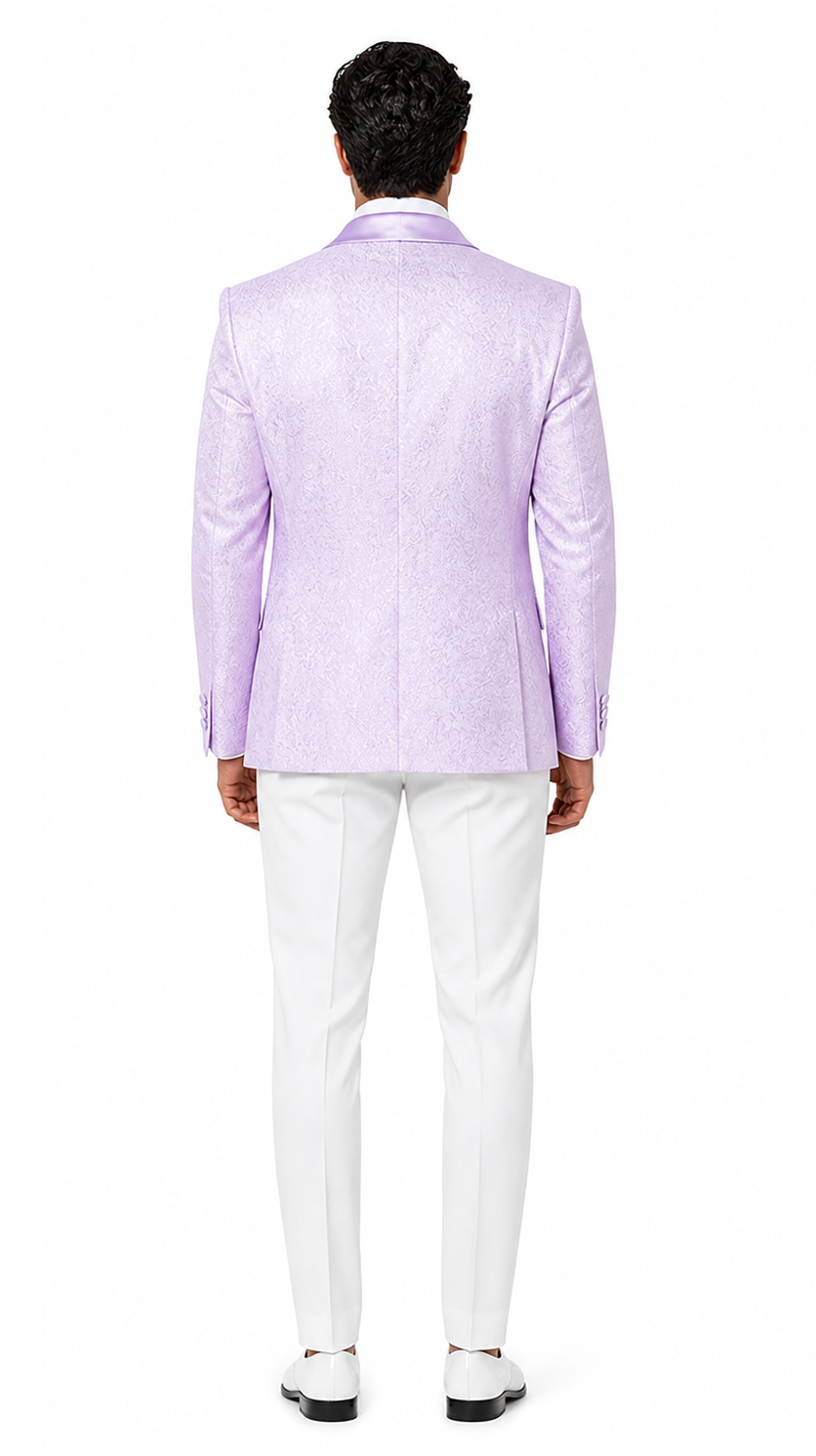 Men's Slim Fit Wedding & Prom Tonal Paisley Tuxedo Lavender Jacket