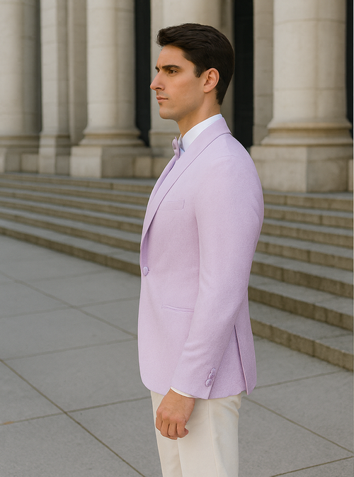 Men's Slim Fit Wedding & Prom Tonal Paisley Tuxedo Lavender Jacket