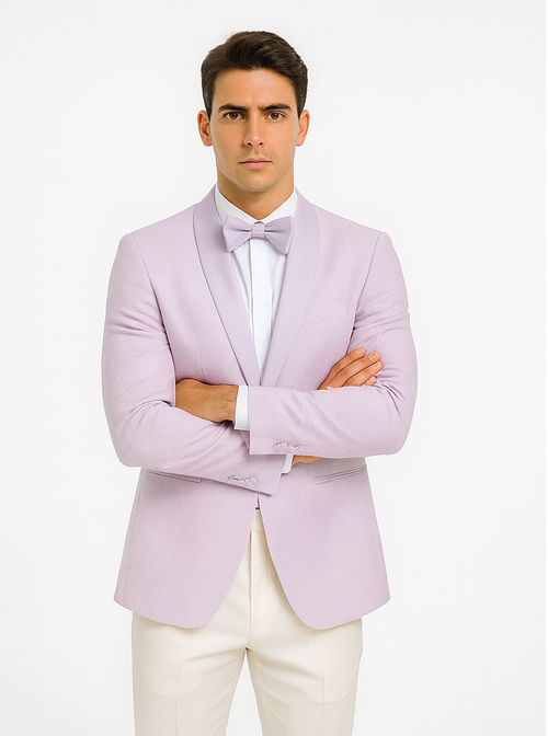 Men's Slim Fit Wedding & Prom Tonal Paisley Tuxedo Lavender Jacket