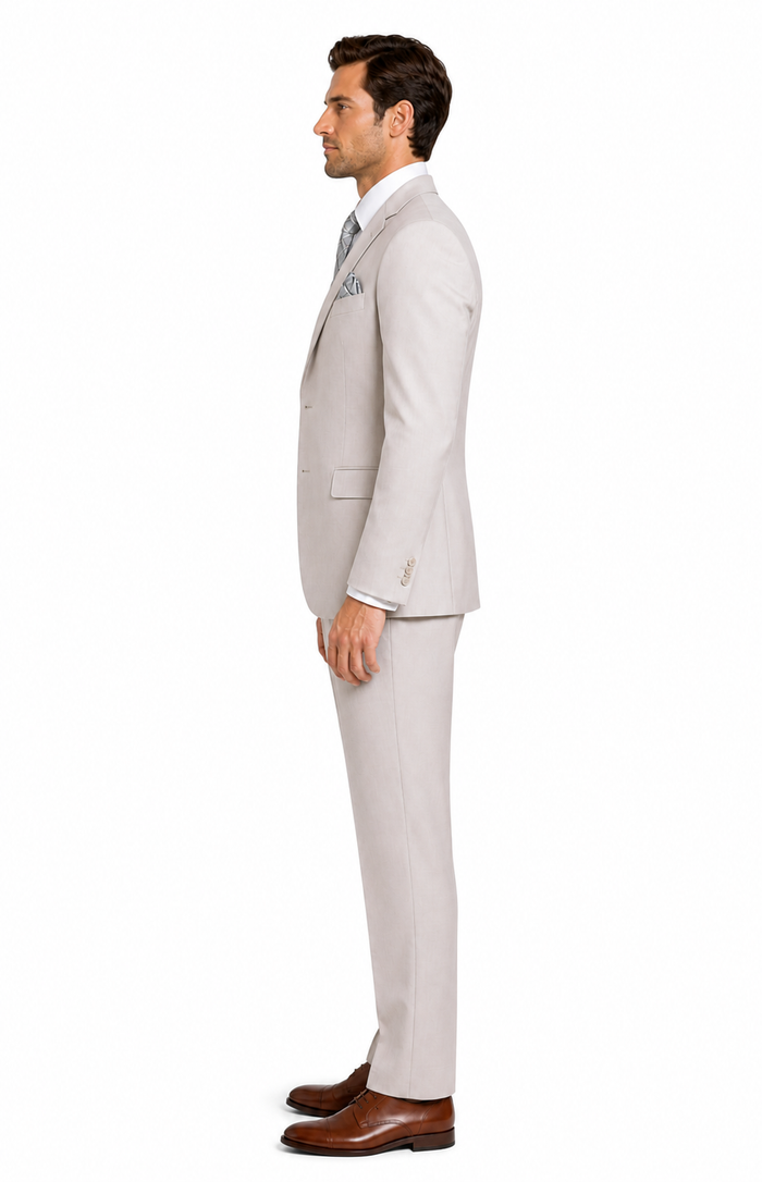 Men's Solid Sand Athletic Cut Classic Suits