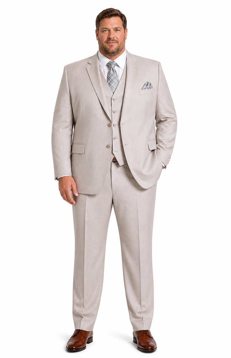 Men's Solid Sand Athletic Cut Classic Suits