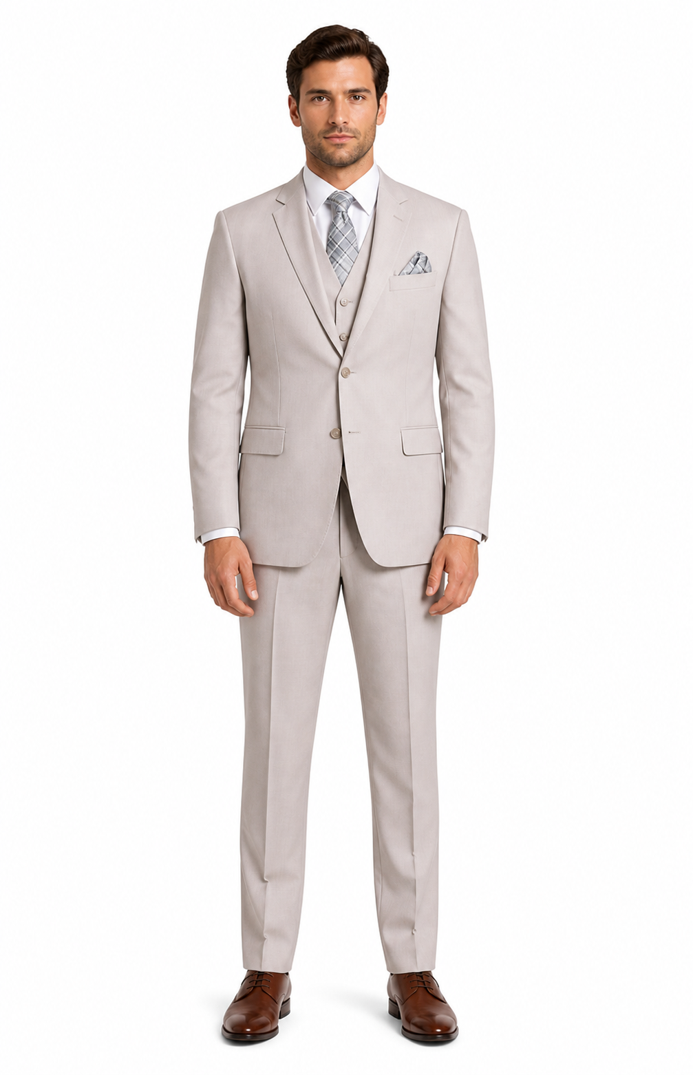 Men's Solid Sand Athletic Cut Classic Suits