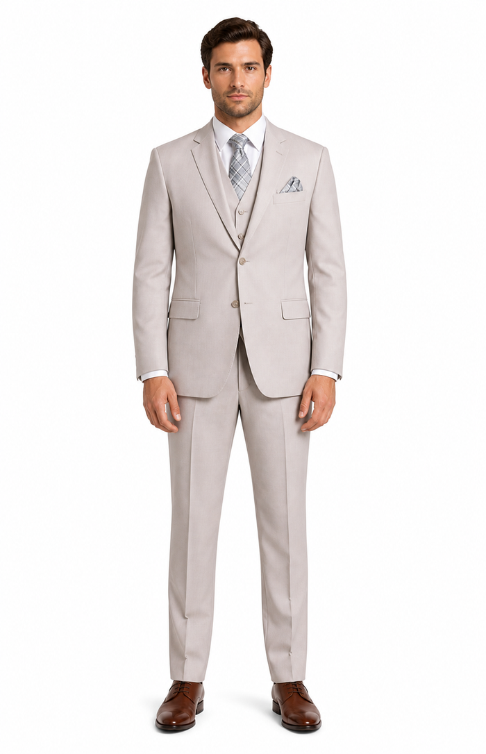 Men's Solid Sand Athletic Cut Classic Suits