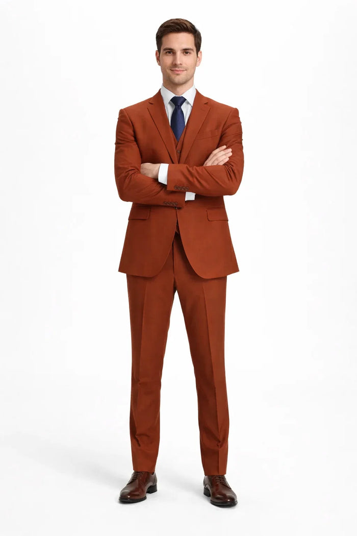 Mens Stacy Adams Suit - Stacy Adams Suit Men's Designer Suit - Two Button Vested in Brown