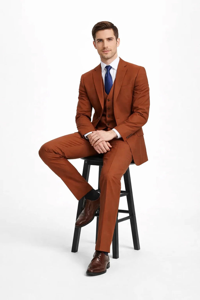 Mens Stacy Adams Suit - Stacy Adams Suit Men's Designer Suit - Two Button Vested in Brown