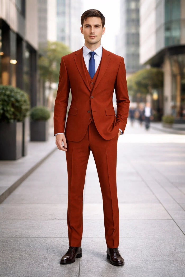 Mens Stacy Adams Suit - Stacy Adams Suit Men's Designer Suit - Two Button Vested in Brown